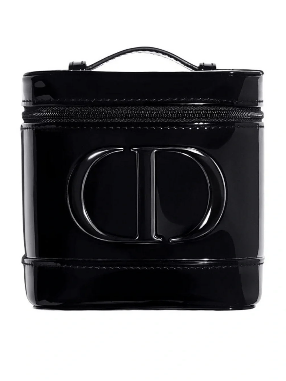 Dior Black Patent Top Handle Vanity Case Cosmetic Makeup Bag NEW IN BOX